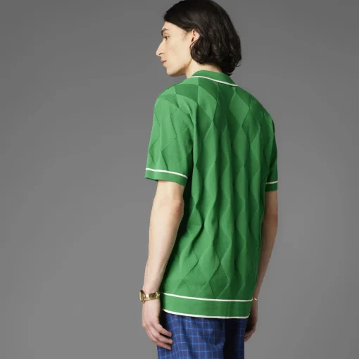 Argyle Knit Polo Green