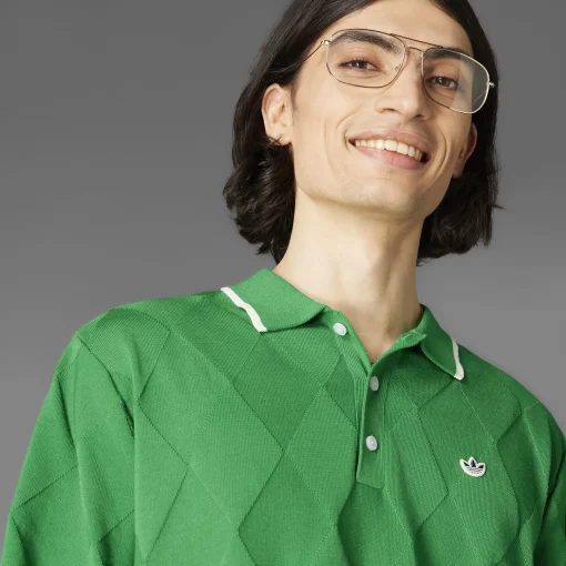 Argyle Knit Polo Green