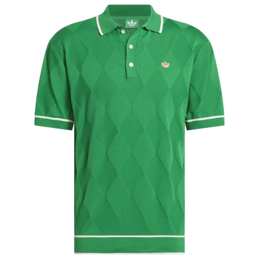 Argyle Knit Polo Green