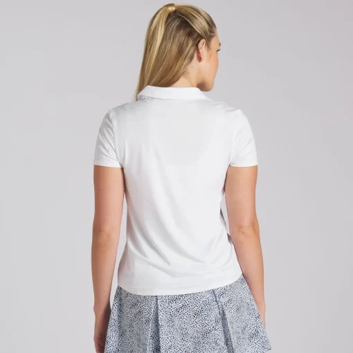 Cloudspun Piped V-Neck Polo White