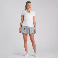 Cloudspun Piped V-Neck Polo White