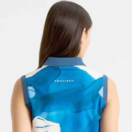 Deni Sleeveless Polo Blue Aquarelle