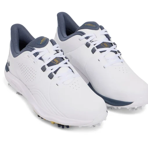 Drive Pro Wide Golf Shoes White/Metallic Gold/Downpour Grey