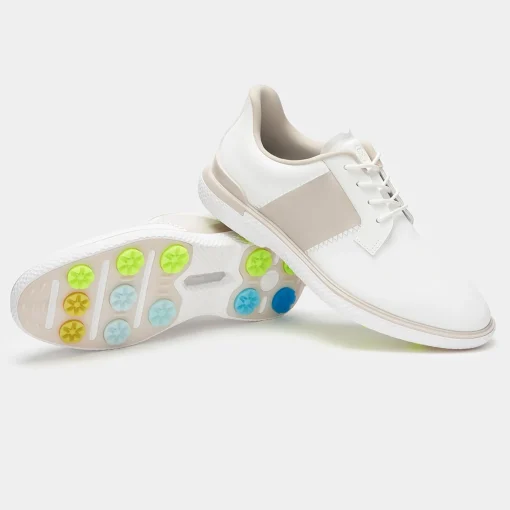 GALLIVAN2R Side Stripe Kiltie Golf Shoes Snow/Stone