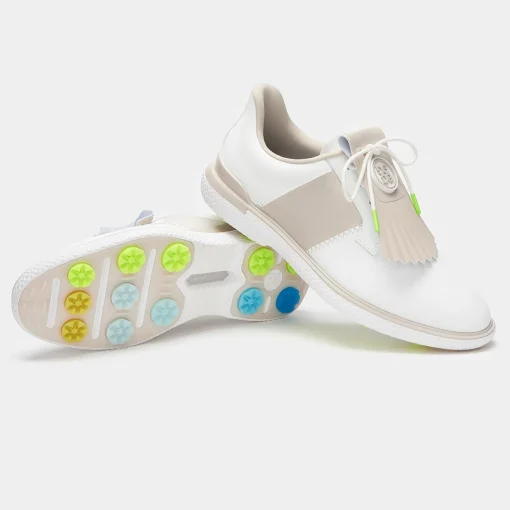 GALLIVAN2R Side Stripe Kiltie Golf Shoes Snow/Stone