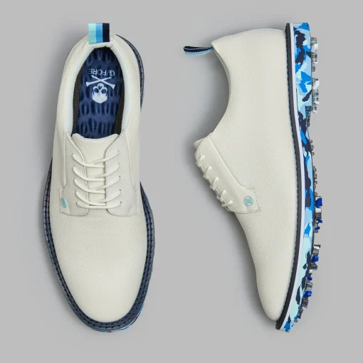 GALLIVANTER G/LOCK Leather Camo Sole Golf Shoes White