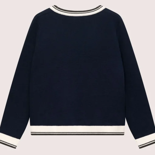 Golf Club Merino Wool Cardigan Navy