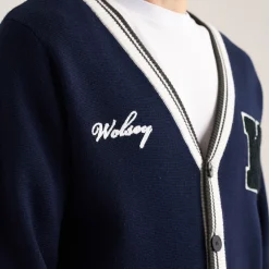 Golf Club Merino Wool Cardigan Navy