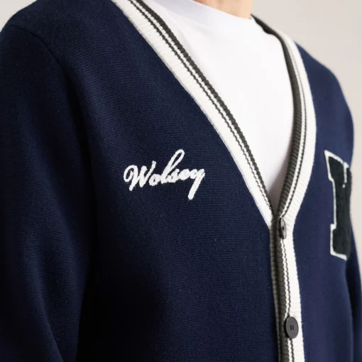 Golf Club Merino Wool Cardigan Navy
