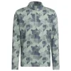 Go-To Printed Quarter Zip Mid Layer Silver Green