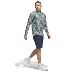 Go-To Printed Quarter Zip Mid Layer Silver Green