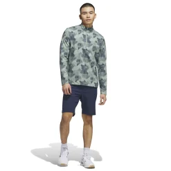 Go-To Printed Quarter Zip Mid Layer Silver Green