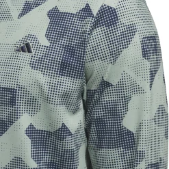 Go-To Printed Quarter Zip Mid Layer Silver Green