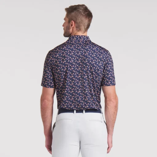 MATTR Paradise Polo Deep Navy/Sunny Yellow