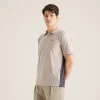 Panelled Mesh Polo Beige