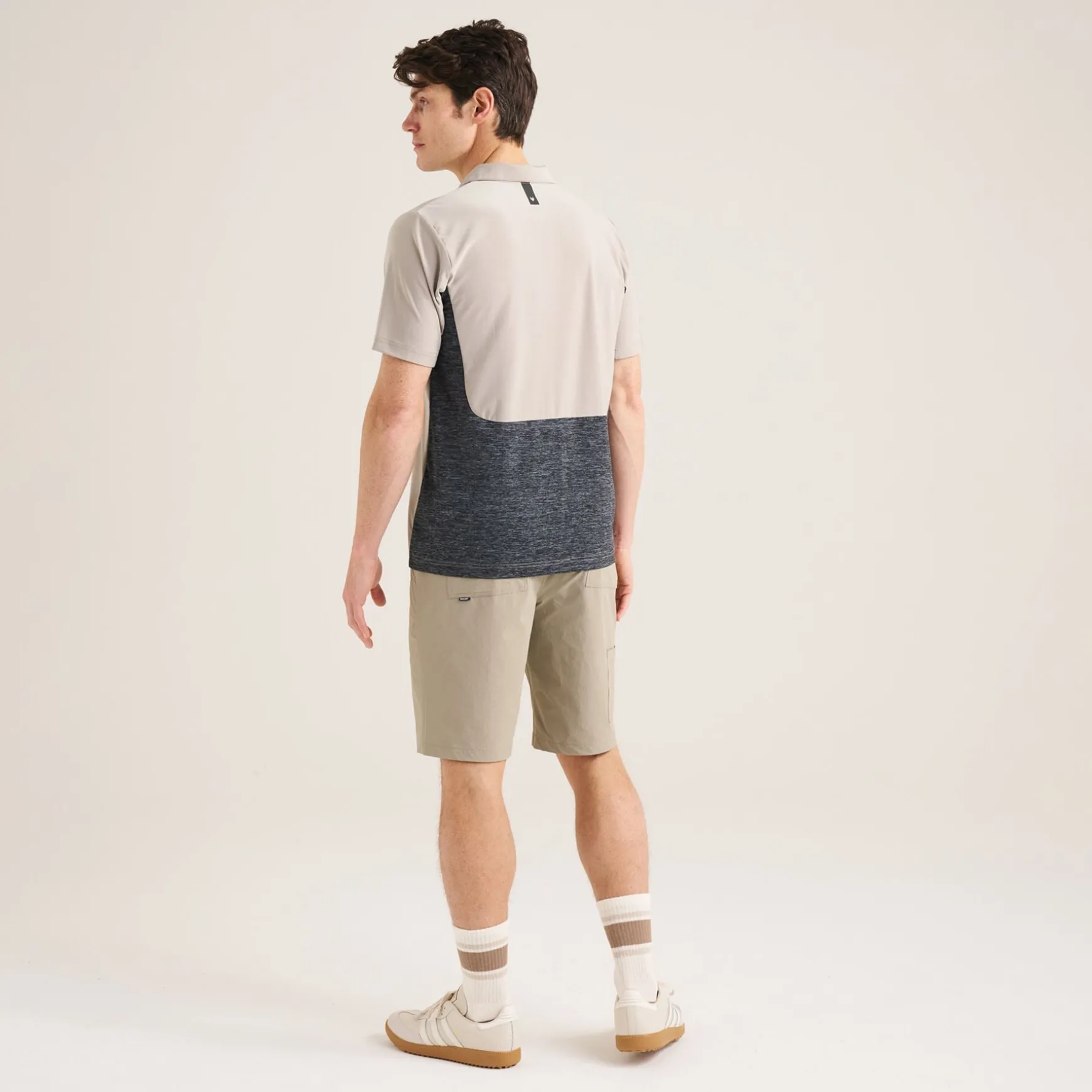 Panelled Mesh Polo Beige