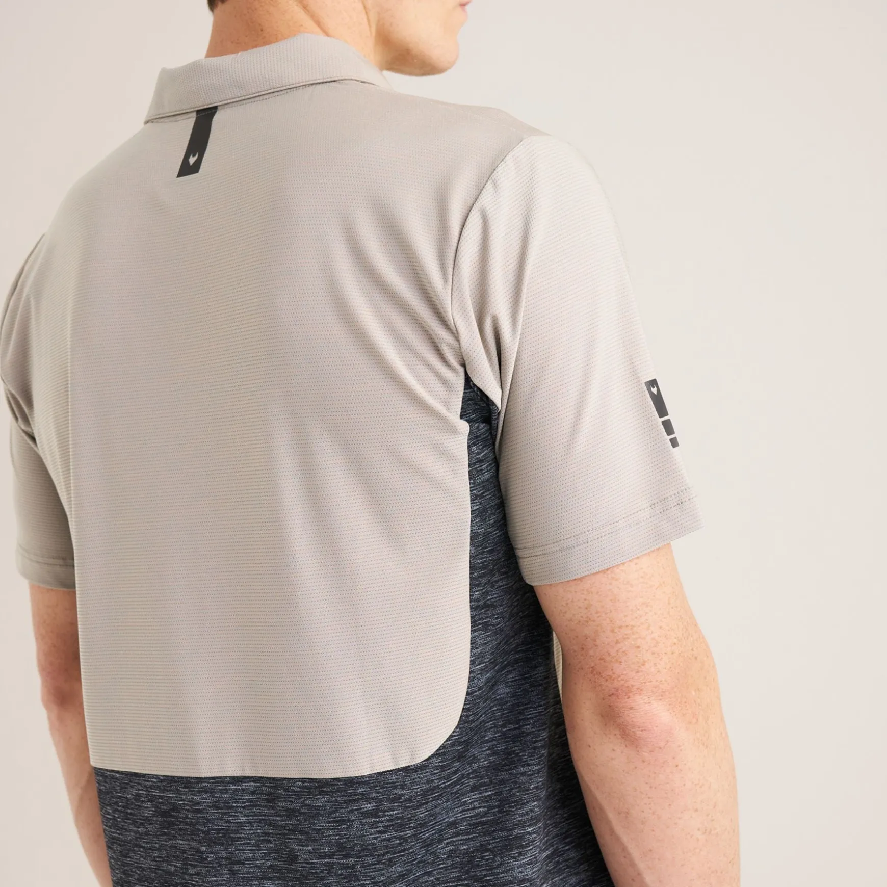 Panelled Mesh Polo Beige
