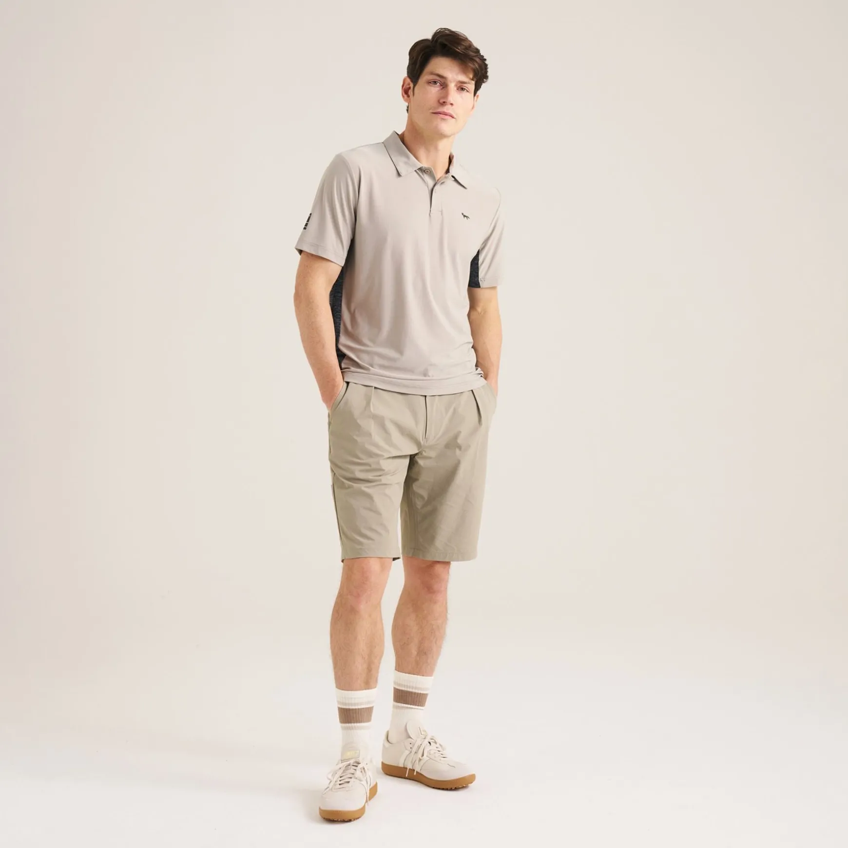 Panelled Mesh Polo Beige