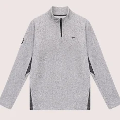 Panelled Mesh Quarter Zip Mid Layer Sage