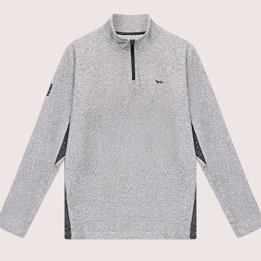 Panelled Mesh Quarter Zip Mid Layer Sage