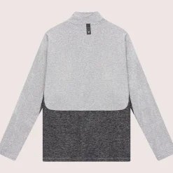 Panelled Mesh Quarter Zip Mid Layer Sage
