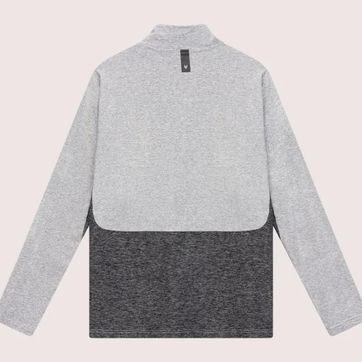 Panelled Mesh Quarter Zip Mid Layer Sage