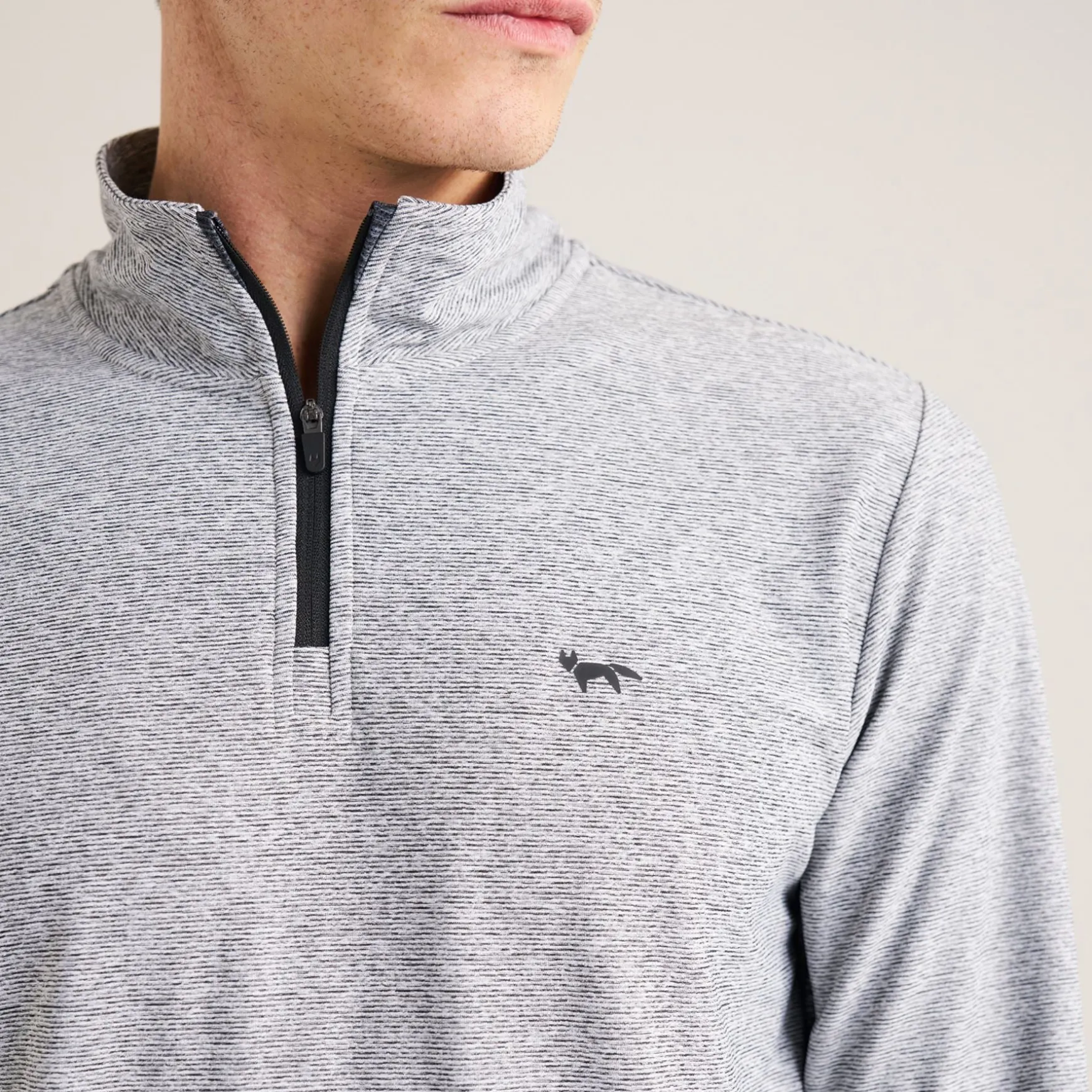 Panelled Mesh Quarter Zip Mid Layer Sage