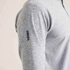 Panelled Mesh Quarter Zip Mid Layer Sage