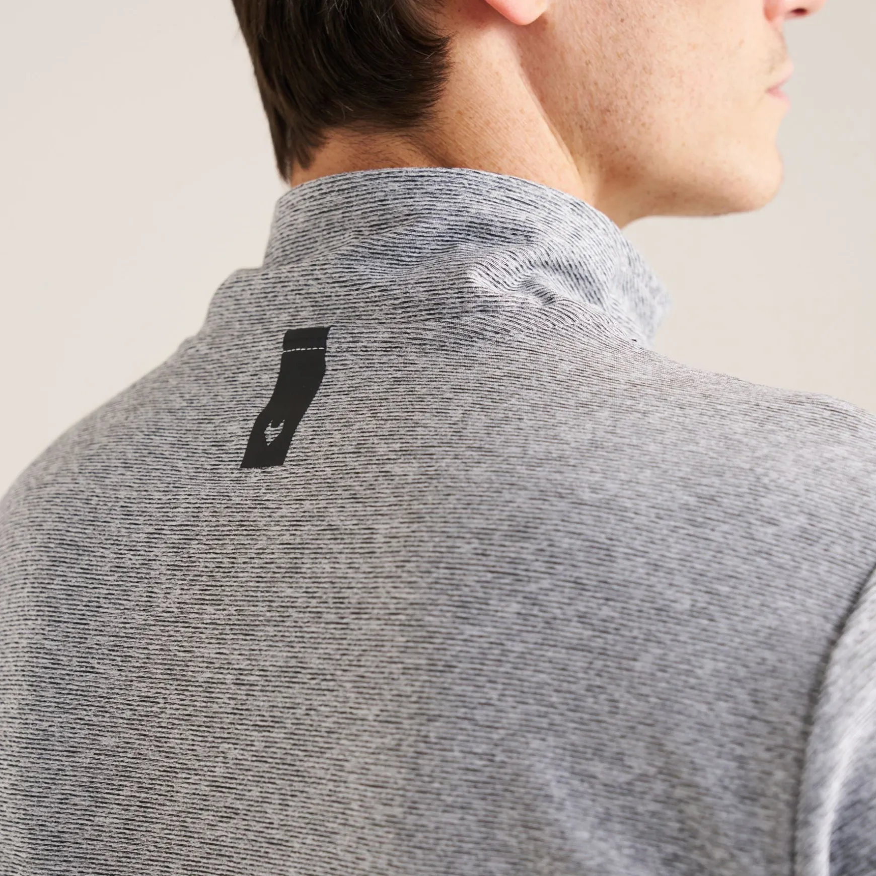 Panelled Mesh Quarter Zip Mid Layer Sage