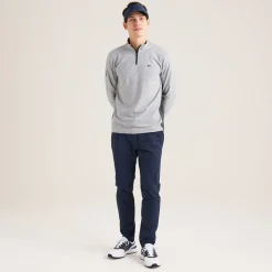 Panelled Mesh Quarter Zip Mid Layer Sage
