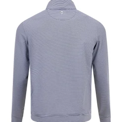 Perth Mini Stripe Quarter Zip Mid Layer Navy/White