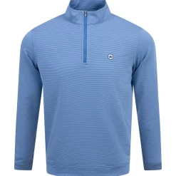 Perth Sugar Stripe Performance Quarter Zip Sailor Blue