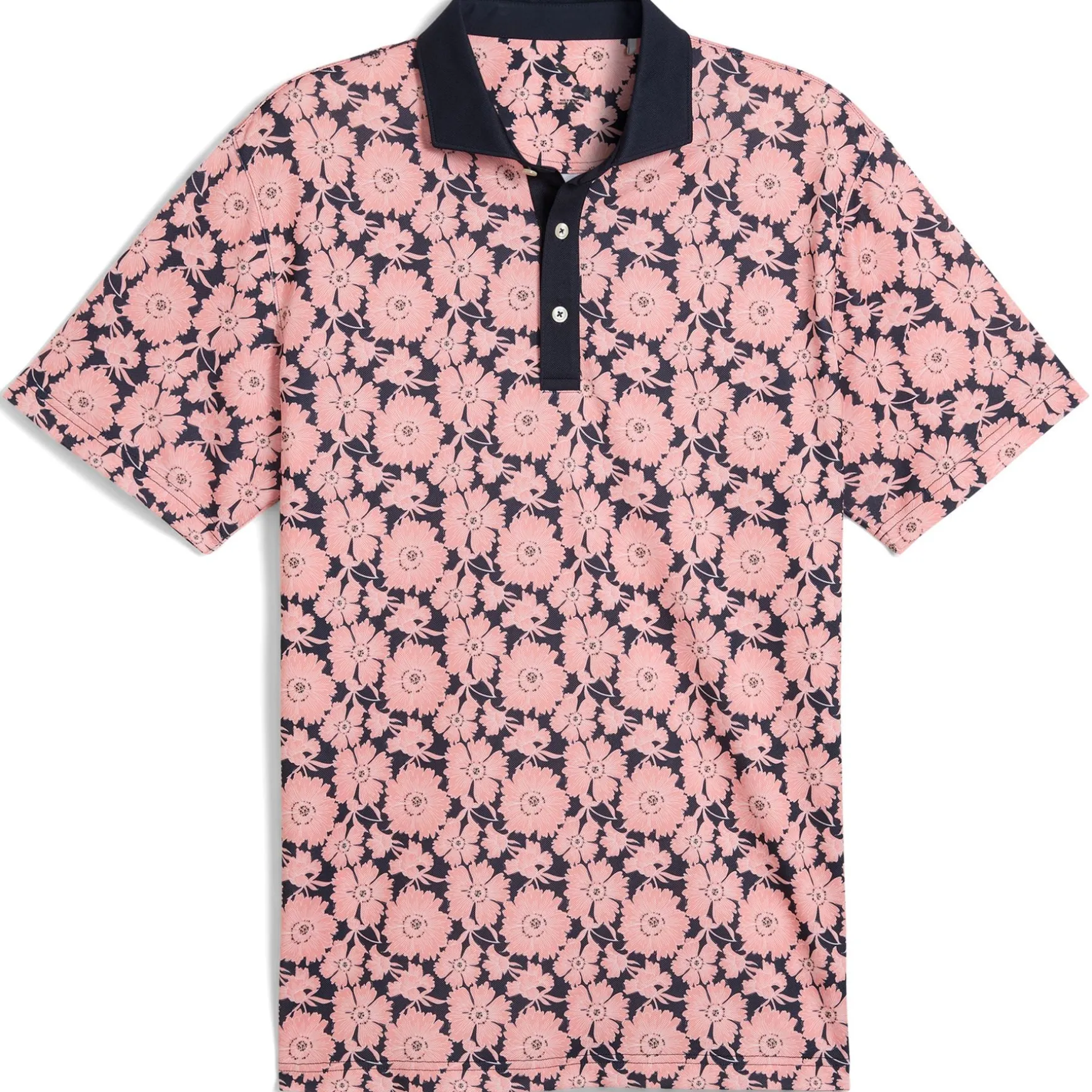 Pique Flower Fields Polo Pink Fruit/Deep Navy