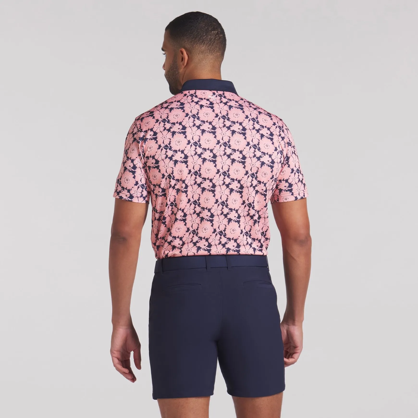 Pique Flower Fields Polo Pink Fruit/Deep Navy