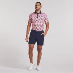 Pique Flower Fields Polo Pink Fruit/Deep Navy