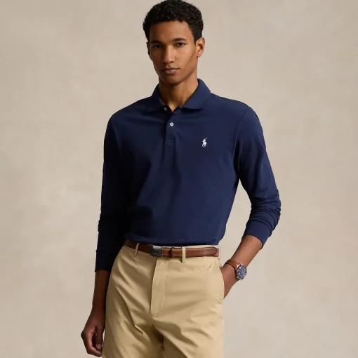 Polo Golf LS Tailored Fit Performance Polo Refined Navy