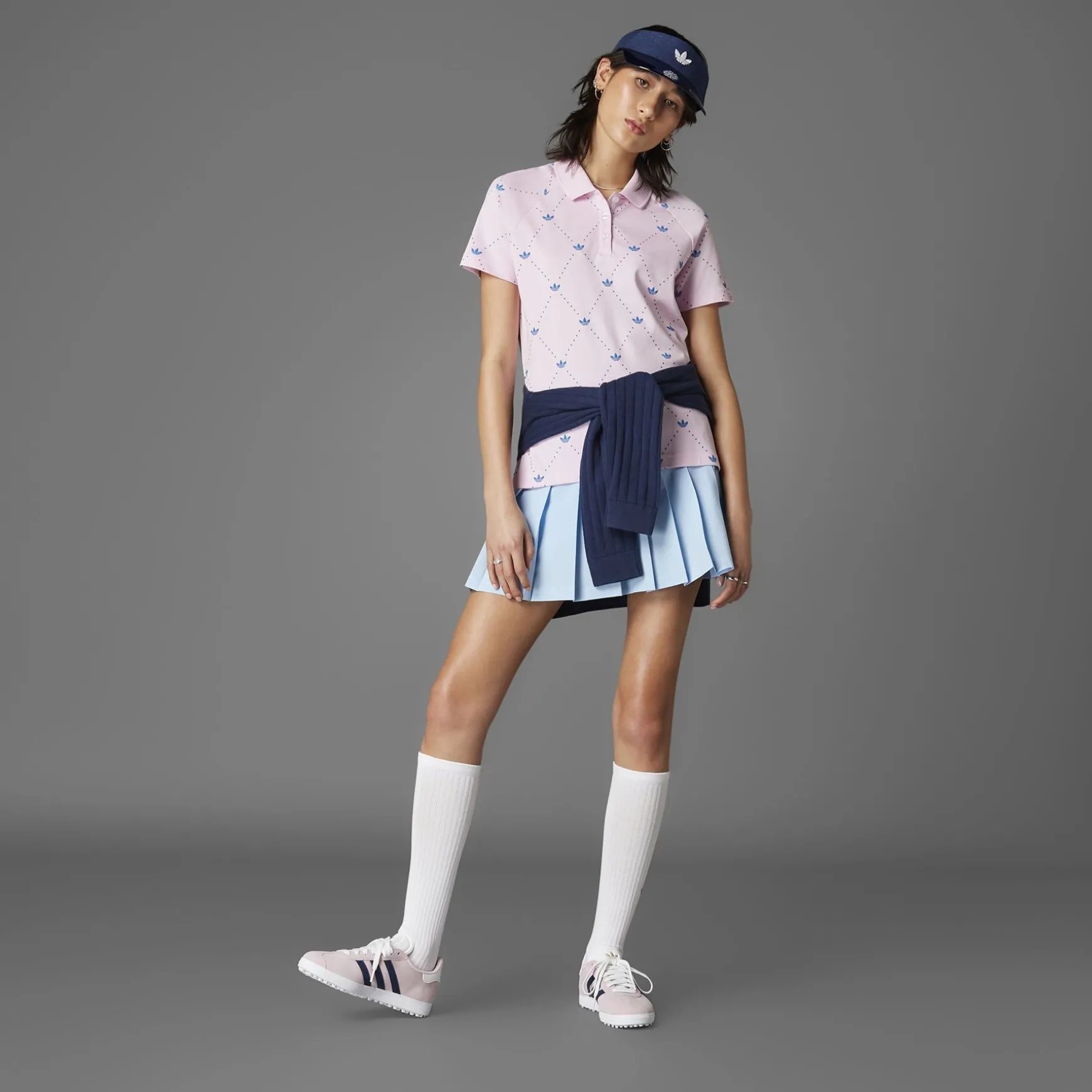 Printed Trefoil Polo Clear Pink/Bluebird