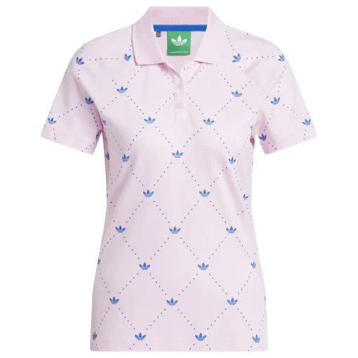 Printed Trefoil Polo Clear Pink/Bluebird