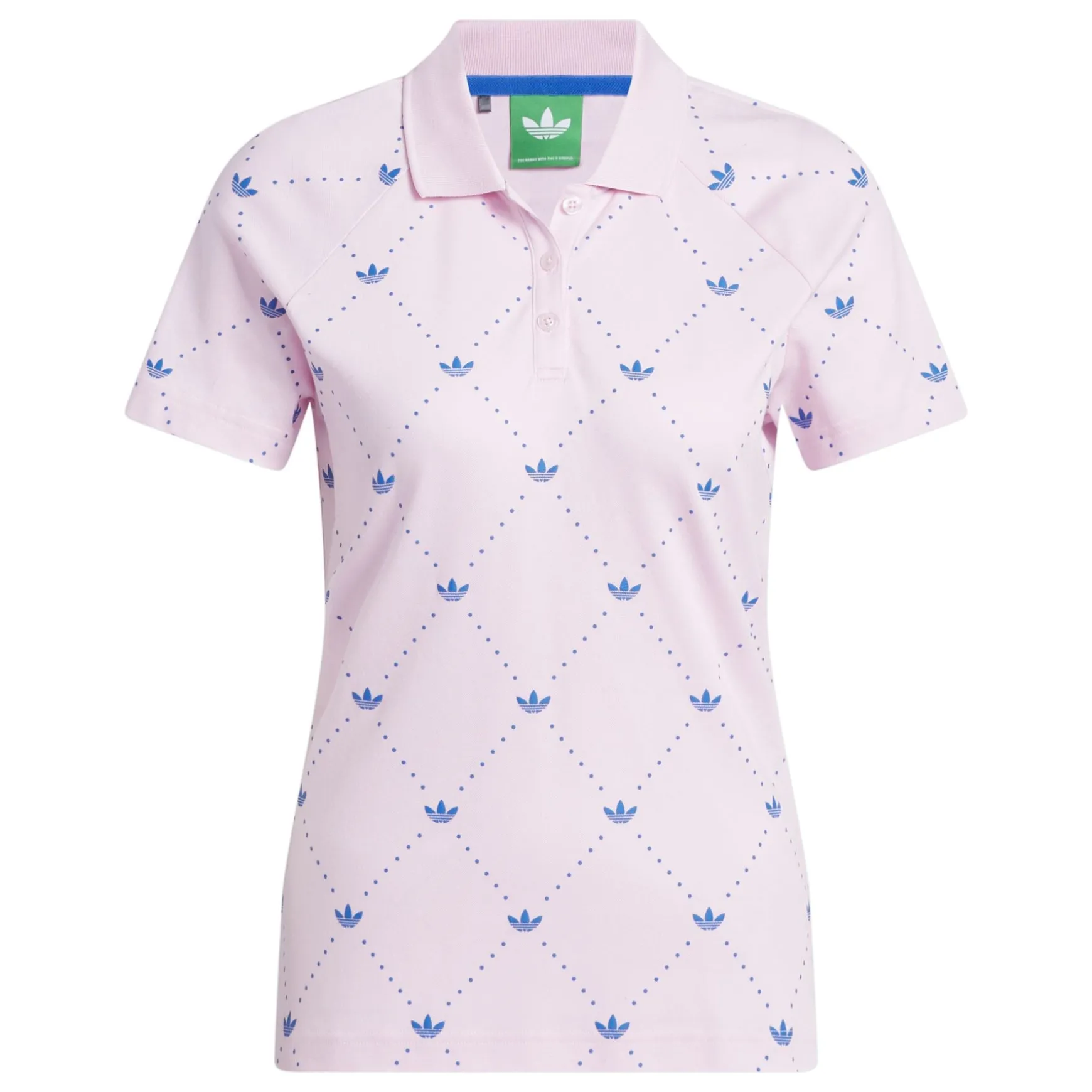 Printed Trefoil Polo Clear Pink/Bluebird