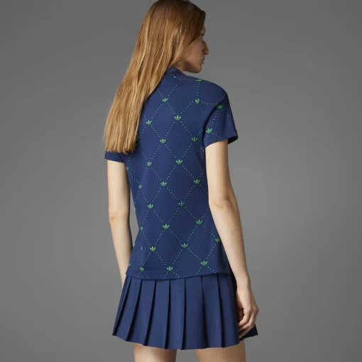 Printed Trefoil Polo Indigo/Green