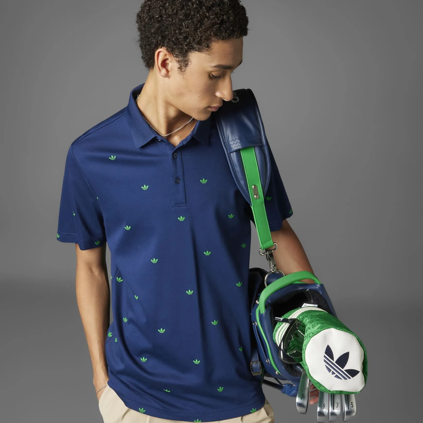 Printed Trefoil Polo Night Indigo
