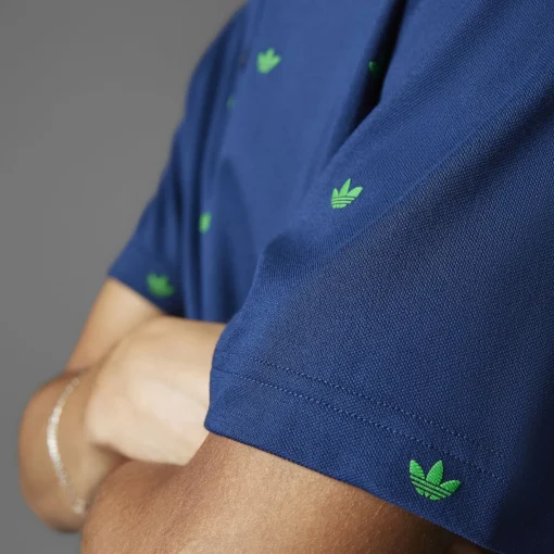 Printed Trefoil Polo Night Indigo