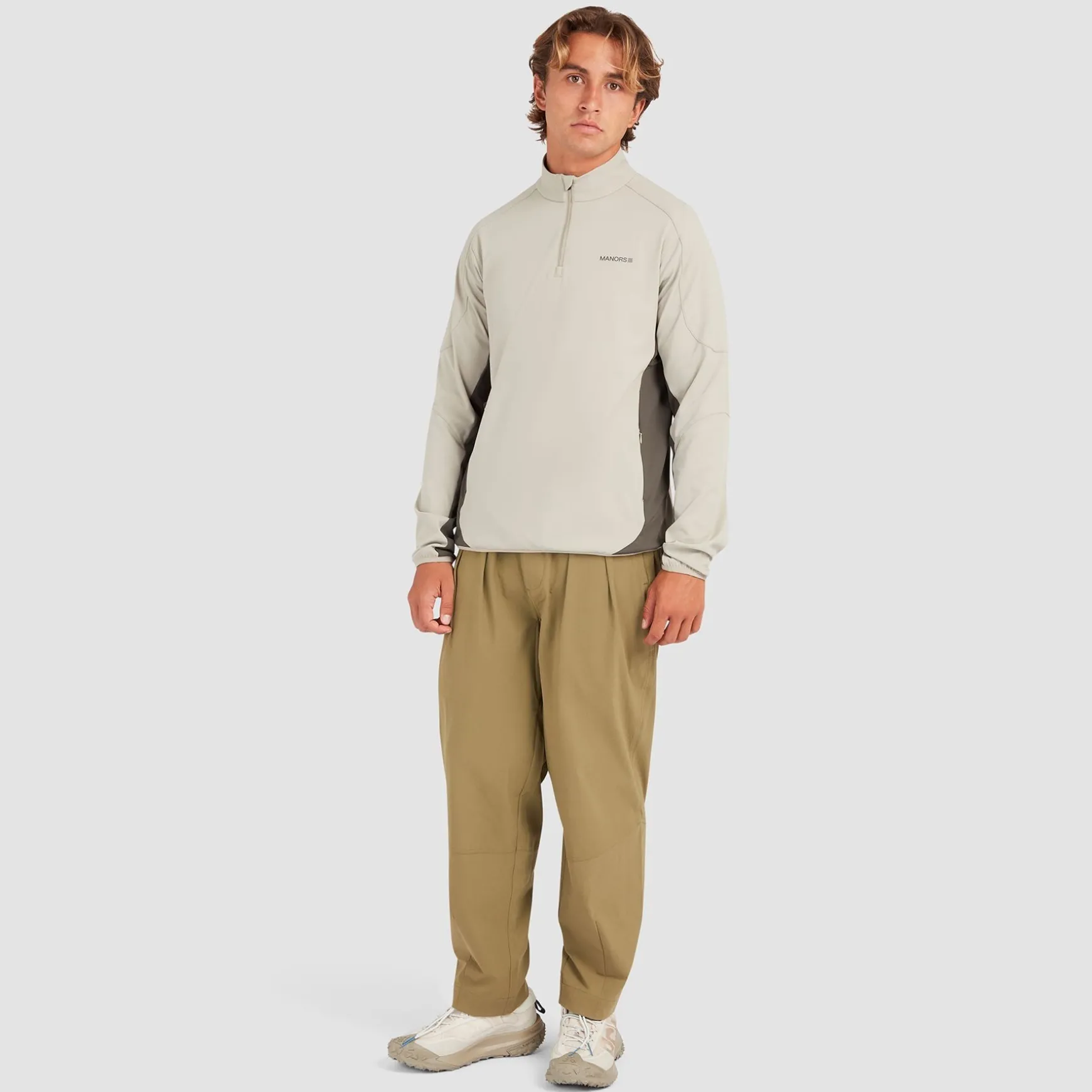 Quarter Zip Tech Mid Layer Greige