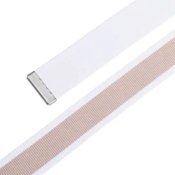Reversible Striped Webbing Belt White/Taupe