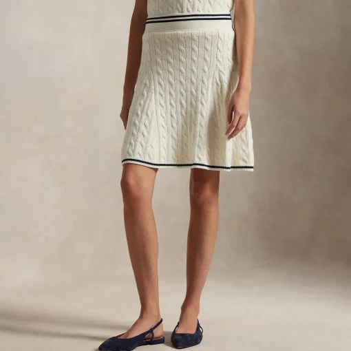 RLX A-Line Cotton Blend Skirt White Splash/Refined Navy