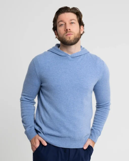 RLX Cashmere Pullover Hoodie Mystic Blue Heather