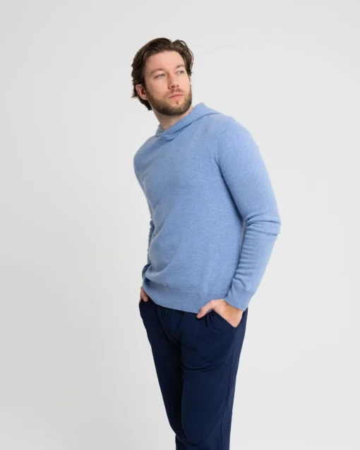 RLX Cashmere Pullover Hoodie Mystic Blue Heather
