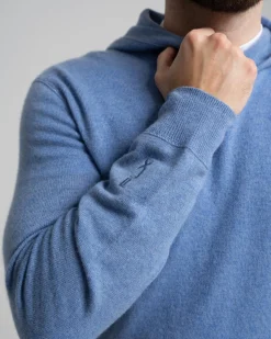 RLX Cashmere Pullover Hoodie Mystic Blue Heather