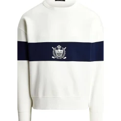 RLX Crest Logo Bold Stripe Sweatshirt Ceramic White/Refined Navy