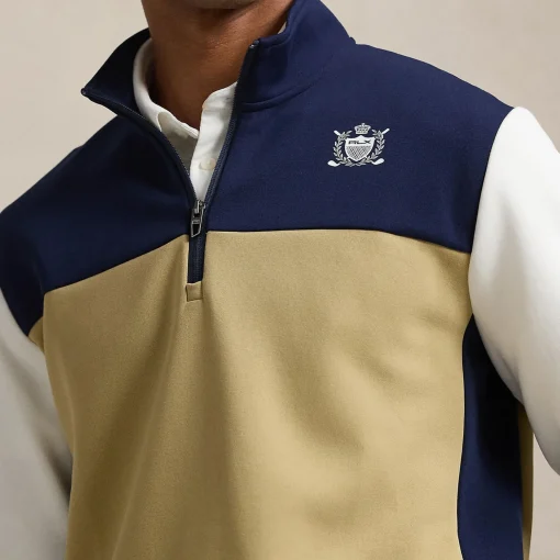 RLX Half Zip Crest Mock Neck Mid Layer Refined Navy Multi
